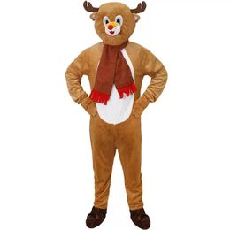 High quality Plush Deer Mascot Costume Halloween Christmas Fancy Party Dress Cartoon Character Suit Carnival Unisex Adults Outfit