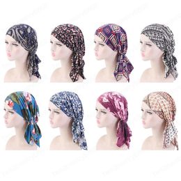 Muslim Women Floral Printed Hijab Arab Bonnet Beanies Chemo Cancer Hat Skullies Turban Hair Loss Cap Vintage Headscarf Fashion