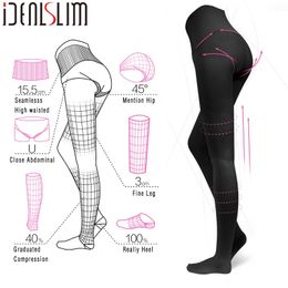 IDEALSLIM 23-32mmHg High Waist Medical Compression Pantyhose for Varicose Veins Women Compression Stockings 201109