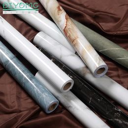 Marble Aluminum Foil Kitchen Stickers Oil-proof Waterproof Self Adhesive Wallpaper PVC Bathroom Wall Stickers Contact Paper Film 201202