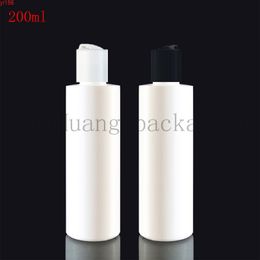 30pcs 200ml Empty Plastic Lotion white Bottles black Disc Top Cap Liquid Soap Travel Size DIY SPA Container Shampoogood product