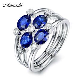 AINUOSHI 0.25 Carat Oval Cut 3 Pieces Blue Sona Women Bridal Rings 925 Sterling Silver Rings Wedding Engagemet Jewellery Gifts Y200106