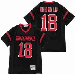 Men High School 18 Sam Darn San Clemente Football Jersey Ed and Embroidery Team Away Black Breathable Pure Cotton Top Quality