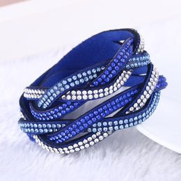 Charm Bracelet for Women Women Bangle Wrap Faux Beautifully Leather Button Bracelet Crystals Bracelets