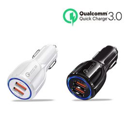 Car charger Dual usb ports 2.4A Real Led light car chargers adapter for Iphone Samsung Htc Android phone gps mp3 DHL Free