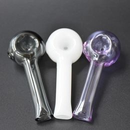 Cute Spoon Shape Thick Glass Pipe Hand Crafts Odourless Pocket Fit Chunky Smoking Pipes Colourful Heat Resistant Glass Tube For Smoke Accessories Dab Rig Tools