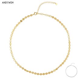 Andywen 925 Sterling prata ouro moedas gargantilha colar cadeias mulheres 2020 moda jóias rocha punk pescoço jewerly partido luxo q0531