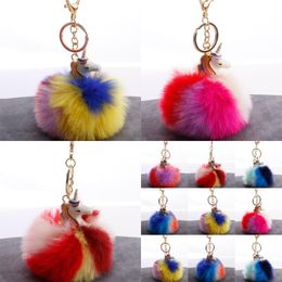 Unicorns Fur Ball Keychains Key ring Sky Horn Horse Color Mixing Fashion Keychain Cute Lanyard 5 2dya F2
