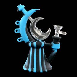 New design Moon water pipe hand pipel with glass bowl smoking pipe tobacco bong portable hookah heat resistant Silicone hot sell product