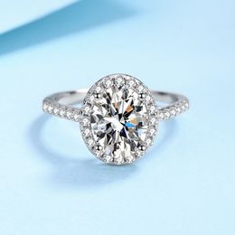 New S925 Sterling Engagement 1-2 CT Oval Moissanite Diamond Couple Wedding Ring Luxury Jewellery Big Silver Rings