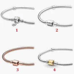 Fine jewelry Authentic 925 Sterling Silver Bead Fit Pandora Charm Bracelets Garden Daisy Chain Head Snake Bracelet Safety Chain Pendant DIY beads