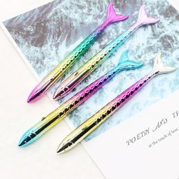 Wholesale Ballpoint Fashion School Office Supplies High-End Kawaii Colorful Mermaid Pens Student Writing Gift Mermaid Pen Stationery luxury