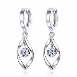 Long Tassel Stud Earrings Jewellery 925 Sterling Silver Rotate Fashion Wild Zircon Crystal for Women
