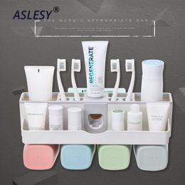Bathroom Toothbrush Toothpaste Rack Wall Mounted Cup Holder Sets Free Punch Shelf Tooth Storage Box Plastic Bracket Accessories LJ200904