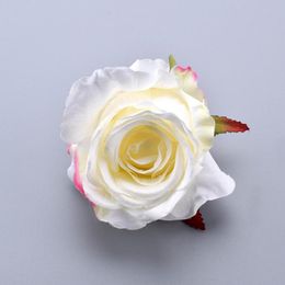 10pcs Silk Blooming Pink White Roses Artificial Flower Head For Wedding Decoration Diy Wreath Gift Scrapbooking Big Craf jllRcW