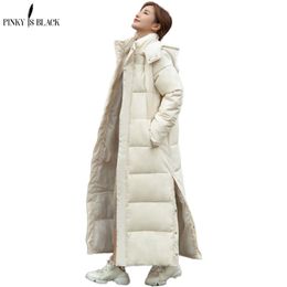 PinkyIsBlack New X-long Hooded Parkas Fashion Winter Jacket Women Casual Thick Down Cotton Winter Coat Women Warm Outwear 210203