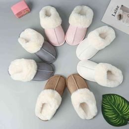 2021 New Cotton Slippers Women Household Home Shoes Faux Fur Sandales Waterproof Men Sandals Winter Non-slip Sandalias In Stock W220218