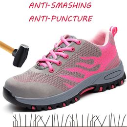 Women In Safety Steel Toe Summer Breathable Mesh Industrial & Construction Puncture Proof Work Shoes Y200915