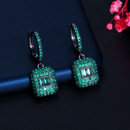 Choucong Brand Dangle Earring Stunning Luxury Jewellery 18K Black Gold Fill T Princess Cut Emerald Pave CZ Diamond Gemstones Women Drop Earring For Lover Gift