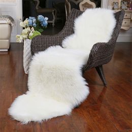 ROWNFUR Soft Artificial Sheepskin Carpet For Living Room Kids Bedroom Chair Cover Fluffy Hairy Anti-Slip Faux Fur Rug Floor Mat 201225