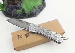 Promotion Damascus EDC Pocket Folding Knife VG10-Damascus Steel Blade Stainless Steel Handle Knives With Nylon Bag