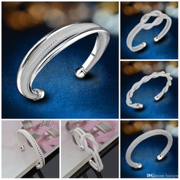 Infinity Bracelets 925 Sterling Silver Retro Vintage Jewellery Cuff Bracelets Bangles