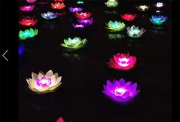 Paper Flower Lotus Wish Lantern Water Floating Candle Light Yellow Wishing Lamp lotus lamps Festival Decoration XB1