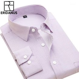 Men's Dress Shirts 2021 Spring Men Shirt Arrival Long Sleeve Slim Fit High Quality Fashion Designer Male Business Pure Colour M0371