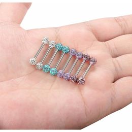 Modrsa 2pcs Stainless Steel Tongue Ring Barbell Crystal Ball Ear Stud Lip Tongue Piercing Body Jewellery For Women F jllSxV