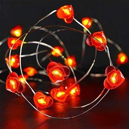 Party Valentine's day Decoration Lights LED Red Love Heart Light String 3M 30pcs Lights For Bedroom Decorations FHH21-876