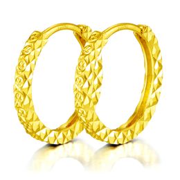 Solid 18K Yellow Gold Earrings Women AU750 Gold Hoop Earrings 0.7g P6256