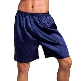 Solid color soft Imitation silk short pants Elastic Waist thin loose boxers pyjama trousers men clothes will and sandy