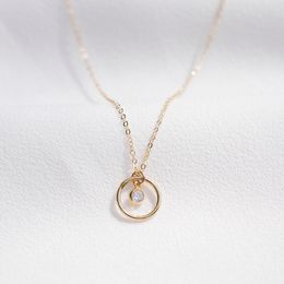 Circle Necklace Handmade Jewellery Gold Filled Choker Pendants Collier Femme Kolye Collares Zircon Jewellery Womens Necklaces Q0531