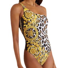 Fashion Women's Swimsuit Sexy Girl Bathing Suit Summer Beach Swimwear Leopard Leaves Striped Pattern Print Women Bikinis One Piece