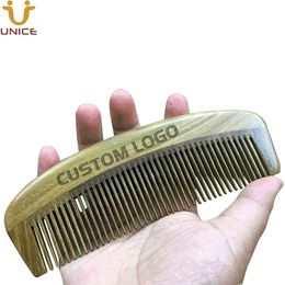 MOQ 100 PCS Customised LOGO Big Size Beard Comb Anti-Static Hair Combs Handmade Premium Natural Black SandalWood Wood Brush for Men Women