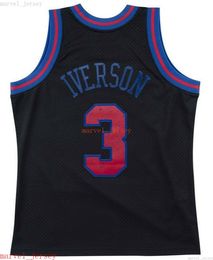 Custom Stitched Allen Iverson #3 Mitchell & Ness Black Rings 1996-97 Jersey XS-6XL Mens Throwbacks Basketball jerseys Cheap Men Women Youth