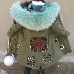 UK flag Senior handmade beaded limited embroidery parkas with thick Fox furs Liner very warm for cold winter