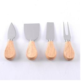 Useful Cheese Tools Set Oak Handle Knife Fork Shovel Kit Graters For Cutting Baking Cheese Board Sets Butter Pizza Slicer Cutter WY1167