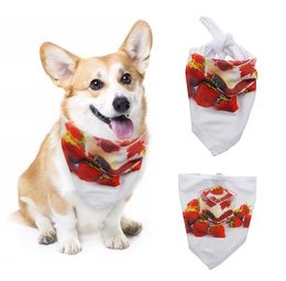 100pcs Bandanas Sublimation Blank White dog Apparel DIY Polyester Pet Dogs Triangle Neck Scarf heat transfer Printing