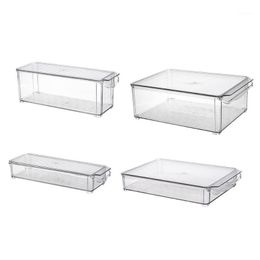 2 Pack - Acrylic Storage Container Bin with Lid and Handle for Cabinet Fridge zer - Organizer1288O