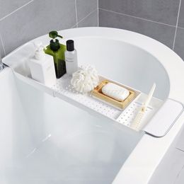 Tub Bathtub Shelf Caddy Shower Expandable Holder Rack Storage Tray Over Bath Multifunctional Organiser A10 19 Dropship T200413285d