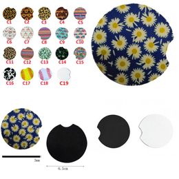 Diy Round Coaster Flower Leopard Print Plant Cactus Sunflower Placemats Phreatic Material Fashion Car Coasters 1 5ny G2