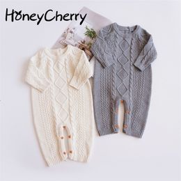 Spring And Autumn Baby Girl Romper Creeper Suit For Boys Girls Baby One Piece Knitting Sweater Newborn Outing LJ201023