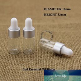 Essential Oil Bottles 3ml Clear Glass Dropper Bottle Jars Vials With Pipette Silver Cap For Cosmetic Perfume Free Shipping 30pcs
