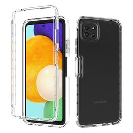 2 in 1 Rugged Armor Shockproof Cases For Samsung Galaxy A22 5G Anti-slip Soft TPU Bumper Hard PC Transparent Acrylic Back Cover