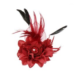 Pins, Brooches Wholesale- AOJUN Flower Feather Brooch Hair Accessories Wedding Corsage Large For Women Broches Jewellery Fashion Rooch 2XZ021