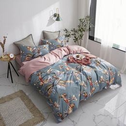 Svetanya Birds Leaves Flowers Bedlinens Silkly Egyptian Cotton Bedding Set Queen King Size Sheet Duvet Cover Set 201128