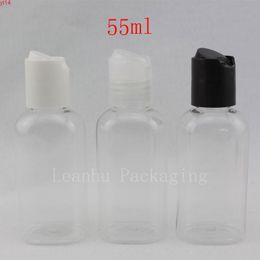 55ml X 50 empty oval shape cosmetic plastic bottle with disk cap, transparent PET lotion bottle,makeup containerhigh qualtity