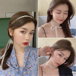 Fashion Multi-layer Lace Choker Necklace Bohemian Hair Bands Headbands Dual-use for Women Girls Party Beach Jewellery Gift