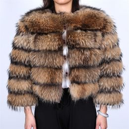 MMK winter women fox fur jacket real fur coat natural raccoon fur coats leather jacket women jackets new product 201212